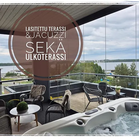 Penthouse-tasokas Moderni Kaupunki Huipulla -iso Jacuzzi Omalla Kattoterassilla - Aurinkotuolit Ja Aurinko Odottaa Sinua - Huikea Maisema- - 10 Hloe - Free Parking Apartament Tampere